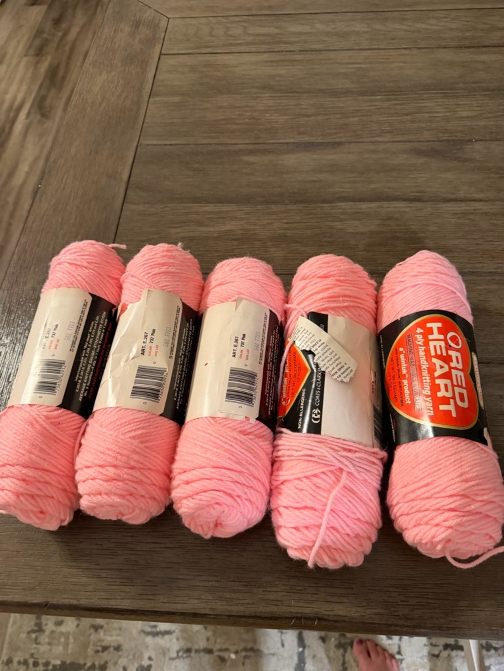 Red Heart Pink Acrylic Yarn - 5 Skeins
